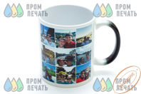 Черная кружка с коллажем из фотографий заказчика