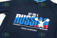 Черные футболки с надписью «lift like a RUSSIAN»